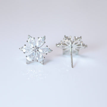 Swarovski Crystal Floral stud Earrings, Bridal Jewelry, Bridal Stud Earrings, Crystal Bridal Earrings, Statement Earrings Cz